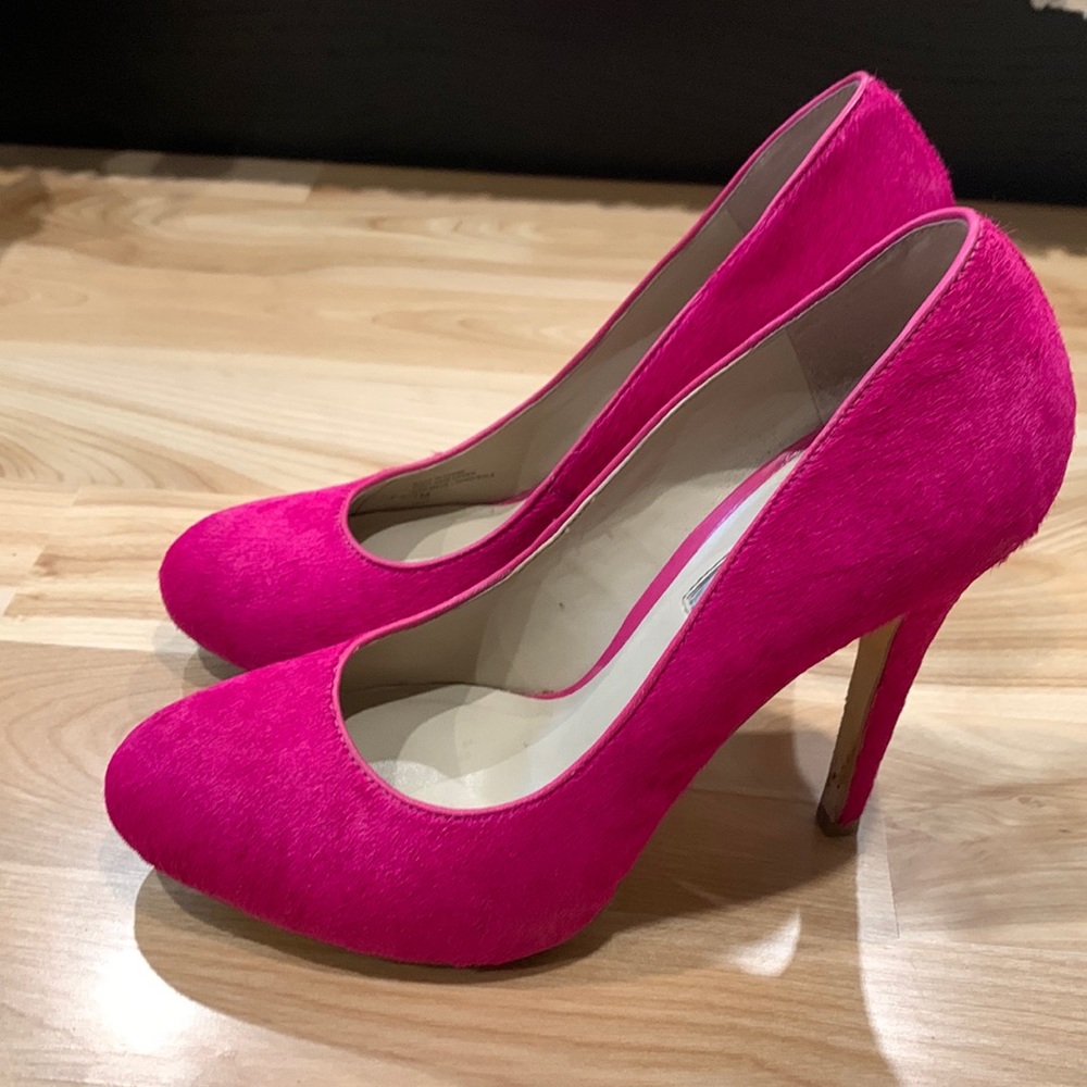 INC International Concepts - hot pink calf hair platform heels